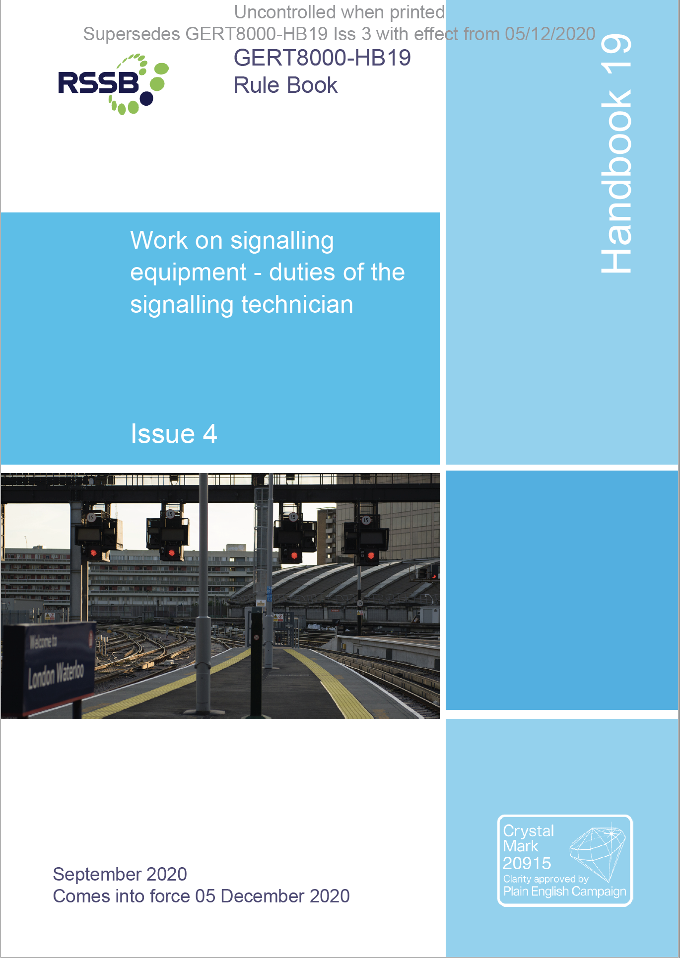 Handbook 19 Duties of the Signalling Technician  Cover