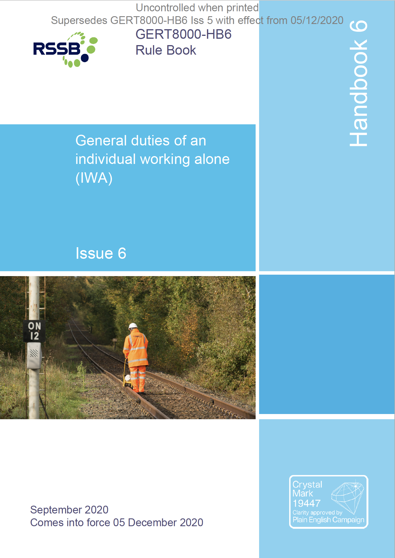 Handbook 6 Duties of an individual working alone (IWA Handbook) Cover